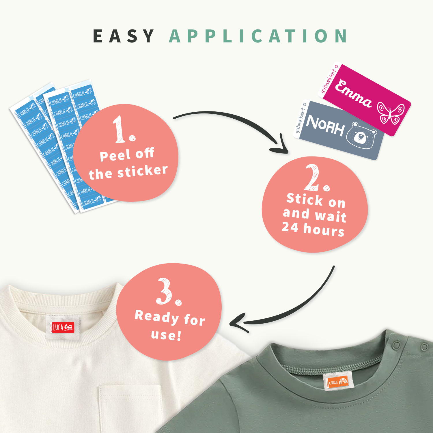Peel 'n Stick Clothing labels | no more ironing | Easy2Name