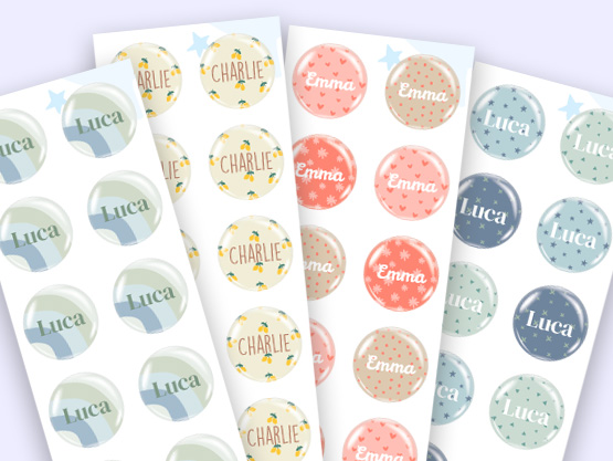 28 x Transparent Stickers, Personalised Stickers, Round Stickers, Waterproof Objects, Stickers, Diameter 3 cm