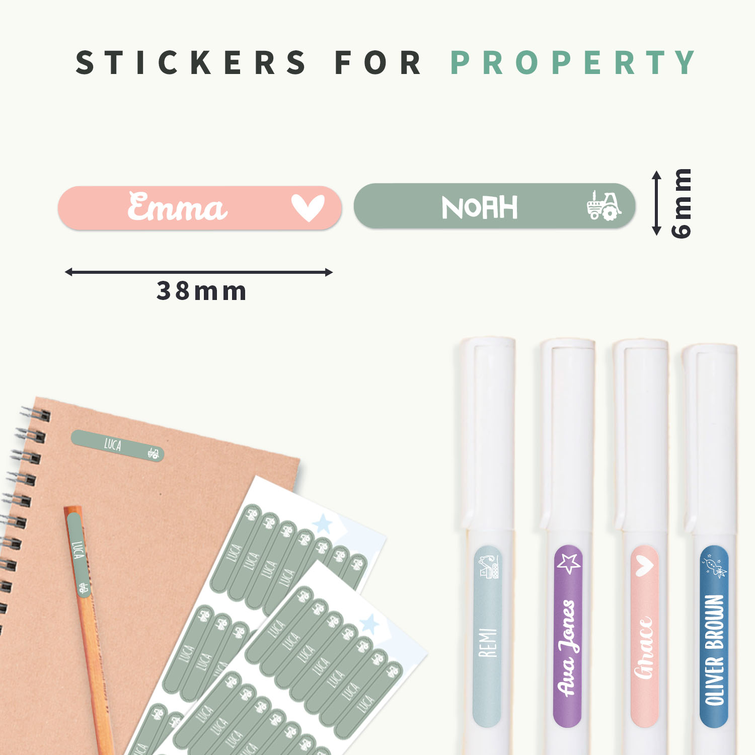 Mini Stick On Name Stickers | Easy2Name