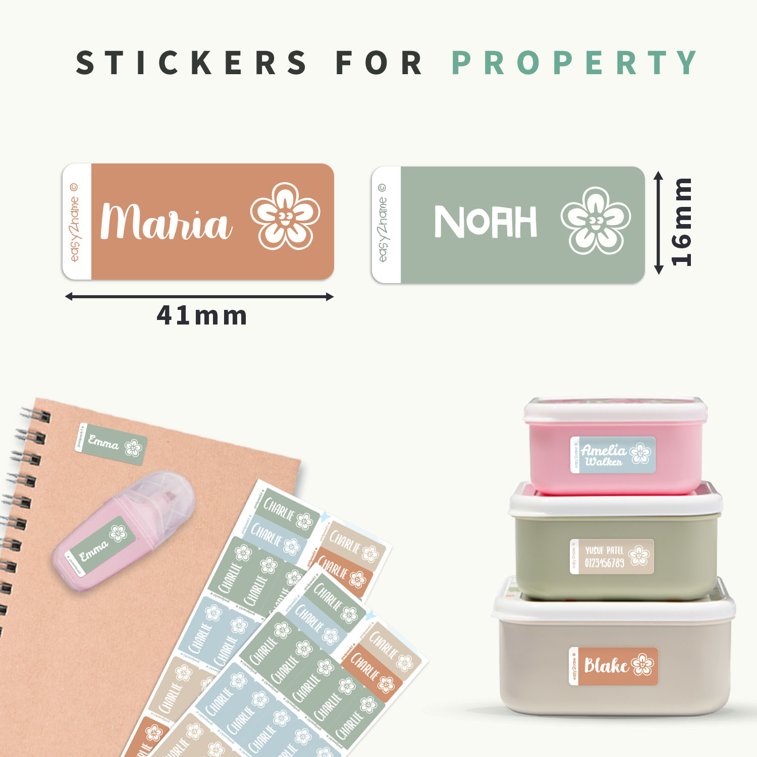 Name Labels Small Small Stick On Name Labels – Multicolour | Easy2Name